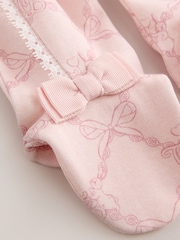 Baker by Ted Baker Pink 3 Piece Bodysuit, Monogram Printed Leggings & Turban Set - Image 8 of 13