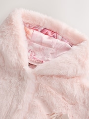 Baker by Ted Baker Pink Faux Fur Bow Coat - Image 10 of 10