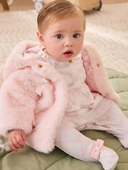 Baker by Ted Baker Pink Faux Fur Bow Coat - Image 2 of 10