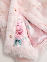 Baker by Ted Baker Pink Faux Fur Bow Coat - Image 8 of 10