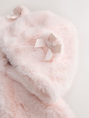 Baker by Ted Baker Pink Faux Fur Bow Coat - Image 9 of 10