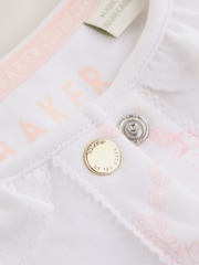 Baker by Ted Baker White/Pink Peplum Frill Sleepsuit & Hat Set - Image 5 of 8