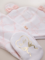Baker by Ted Baker White/Pink Peplum Frill Sleepsuit & Hat Set - Image 7 of 8