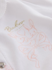 Baker by Ted Baker White/Pink Peplum Frill Sleepsuit & Hat Set - Image 8 of 8