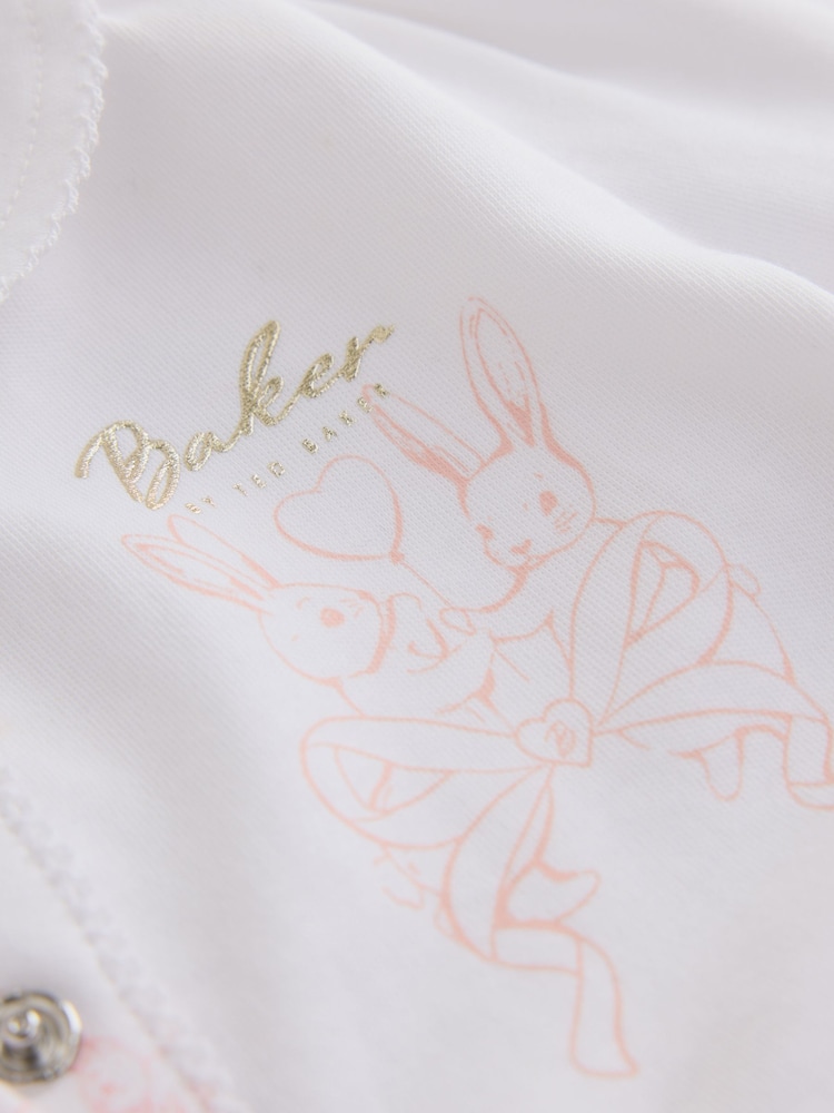 Baker by Ted Baker White/Pink Peplum Frill Sleepsuit & Hat Set - Image 8 of 8 Baker by Ted Baker White/Pink Peplum Frill Sleepsuit & Hat Set - Image 8 of 8