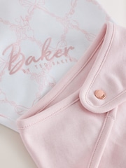 Baker by Ted Baker White/Pink 2 Pack Printed Bibs - Image 4 of 5