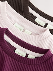 Baker by Ted Baker 3 Pack Asymmetric Ribbed Long Sleeve Tops - Image 11 of 16