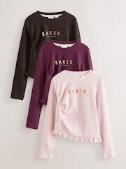 Baker by Ted Baker 3 Pack Asymmetric Ribbed Long Sleeve Tops - Image 5 of 16