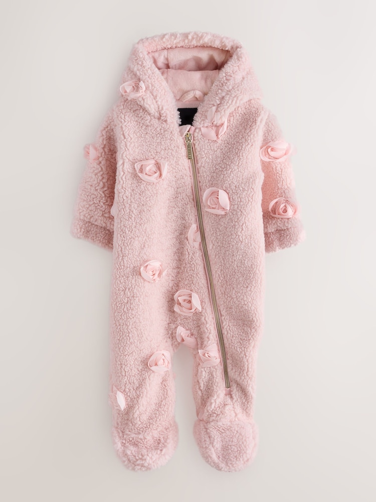 Baker by Ted Baker Pink 3D Corsage Borg Pramsuit - Image 1 of 6 Baker by Ted Baker Pink 3D Corsage Borg Pramsuit - Image 1 of 6