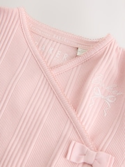 Baker by Ted Baker Pink Frill Wrap-Over Top & Footed Legging Set 2 Piece - Image 11 of 14