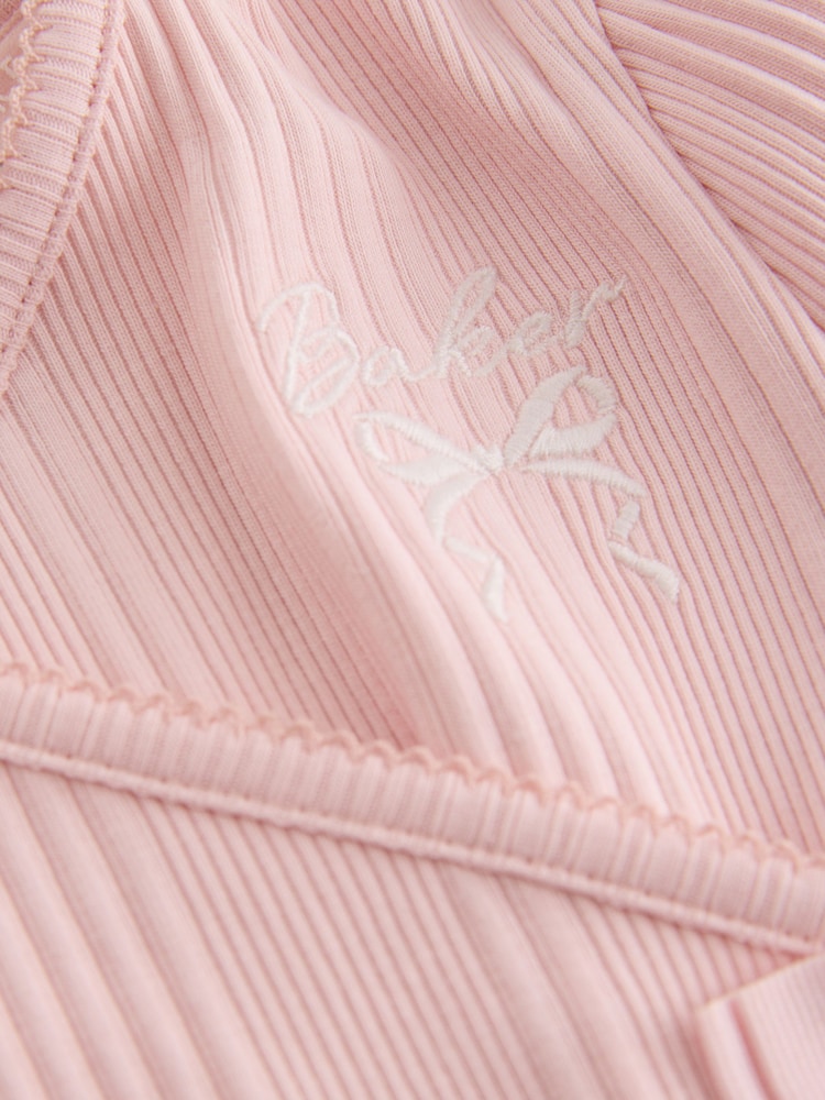 Baker by Ted Baker Pink Frill Wrap-Over Top & Footed Legging Set 2 Piece - Image 14 of 14 Baker by Ted Baker Pink Frill Wrap-Over Top & Footed Legging Set 2 Piece - Image 14 of 14