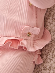Baker by Ted Baker Pink Frill Wrap-Over Top & Footed Legging Set 2 Piece - Image 4 of 14