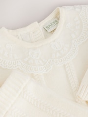 Baker by Ted Baker Cream 2 Piece Organza Collared Cable Knit Set - Image 4 of 8