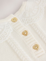 Baker by Ted Baker Cream 2 Piece Organza Collared Cable Knit Set - Image 7 of 8
