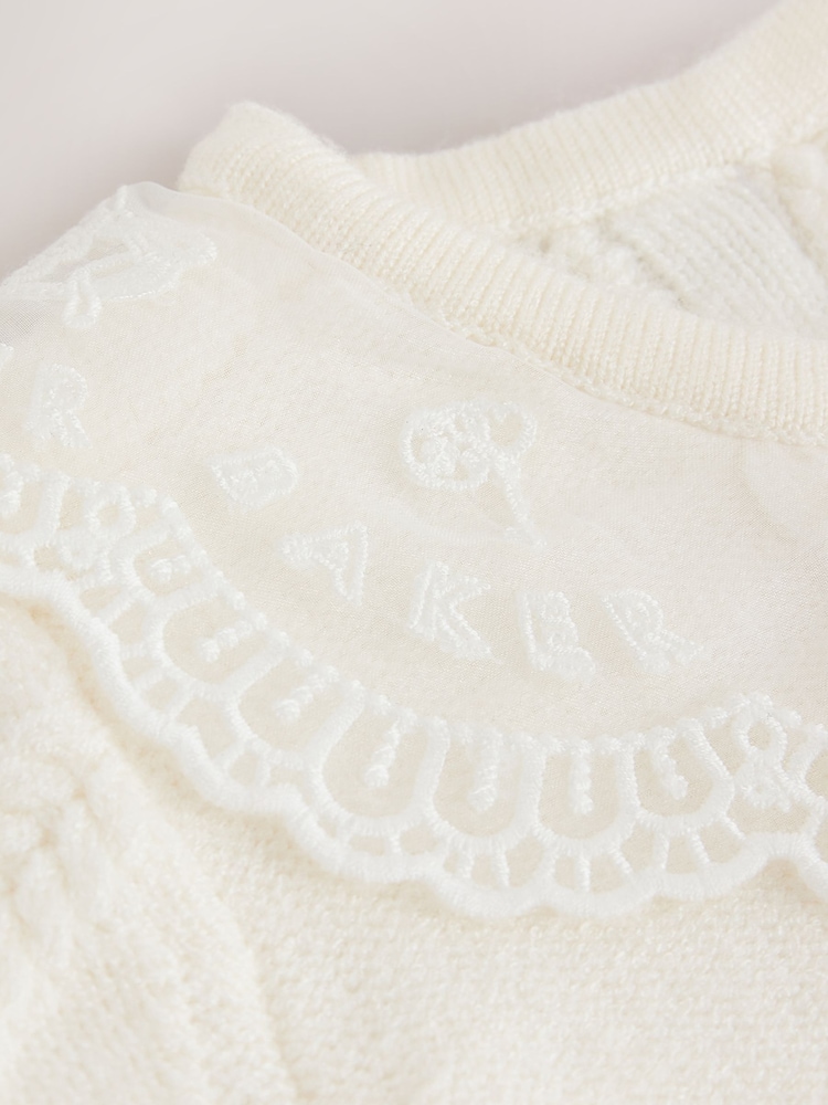 Baker by Ted Baker Cream 2 Piece Organza Collared Cable Knit Set - Image 8 of 8 Baker by Ted Baker Cream 2 Piece Organza Collared Cable Knit Set - Image 8 of 8
