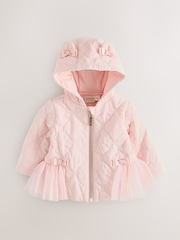 Baker by Ted Baker Pink Jacquard Quilted Mesh Peplum Jacket - Image 1 of 8