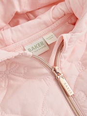 Baker by Ted Baker Pink Jacquard Quilted Mesh Peplum Jacket - Image 4 of 8