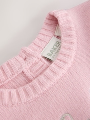 Baker by Ted Baker Pale Pink Knitted Bow Peplum Top & Leggings Set 2 Piece - Image 5 of 6