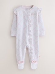 Baker by Ted Baker White/Pink Cotton Printed Sleepsuits 3 Pack - Image 2 of 9