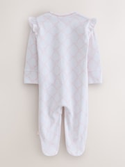 Baker by Ted Baker White/Pink Cotton Printed Sleepsuits 3 Pack - Image 5 of 9