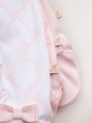 Baker by Ted Baker White/Pink Cotton Printed Sleepsuits 3 Pack - Image 8 of 9