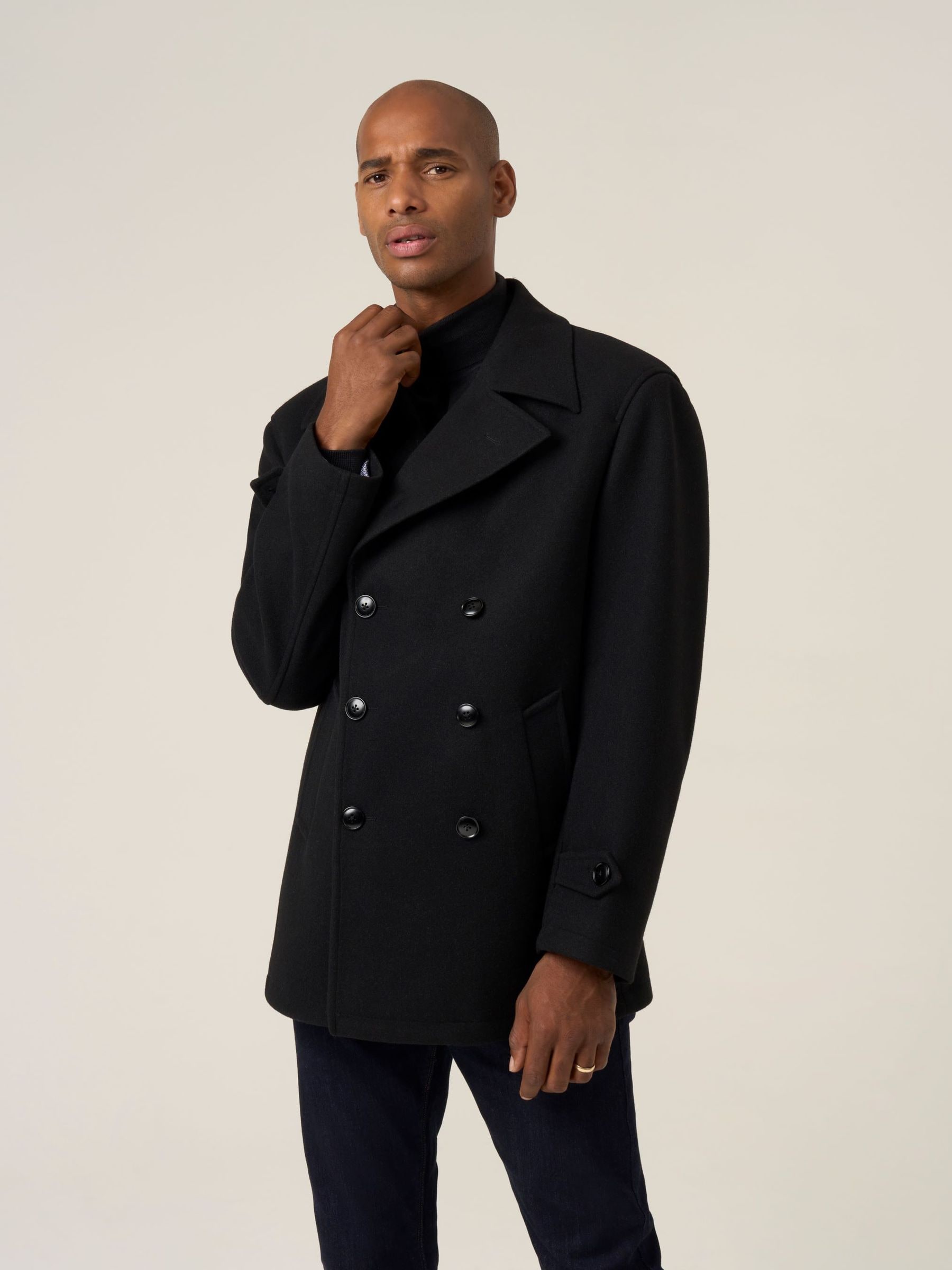 Buy Skopes Black Reeves Double Breasted Peacoat from the Next UK