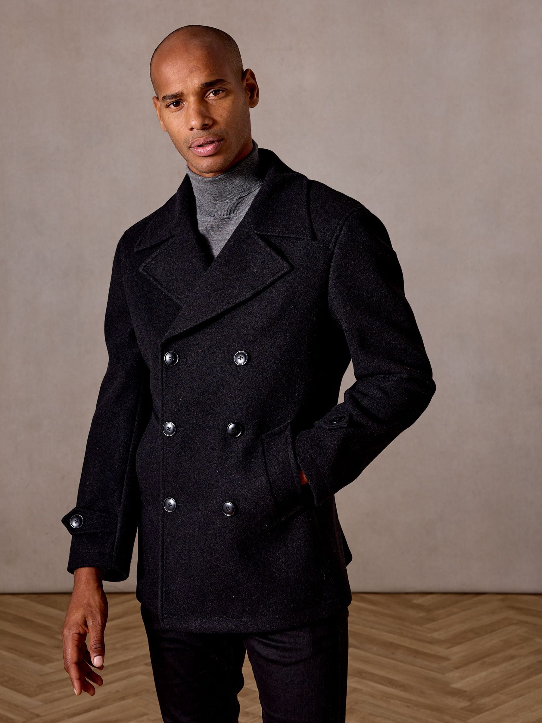 Buy Skopes Black Reeves Double Breasted Peacoat from the Next UK