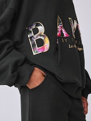 Baker by Ted Baker Black Oversized Metallic Logo Hoodie & Joggers 2 Piece Set - Image 6 of 12