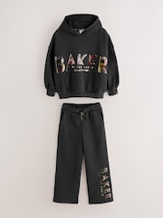 Baker by Ted Baker Black Oversized Metallic Logo Hoodie & Joggers 2 Piece Set - Image 8 of 12