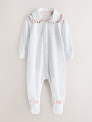 Baker by Ted Baker Pink Cotton Printed Sleepsuits 3 Pack - Image 3 of 9