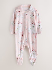 Baker by Ted Baker Pink Cotton Printed Sleepsuits 3 Pack - Image 4 of 9
