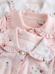 Baker by Ted Baker Pink Cotton Printed Sleepsuits 3 Pack - Image 7 of 9