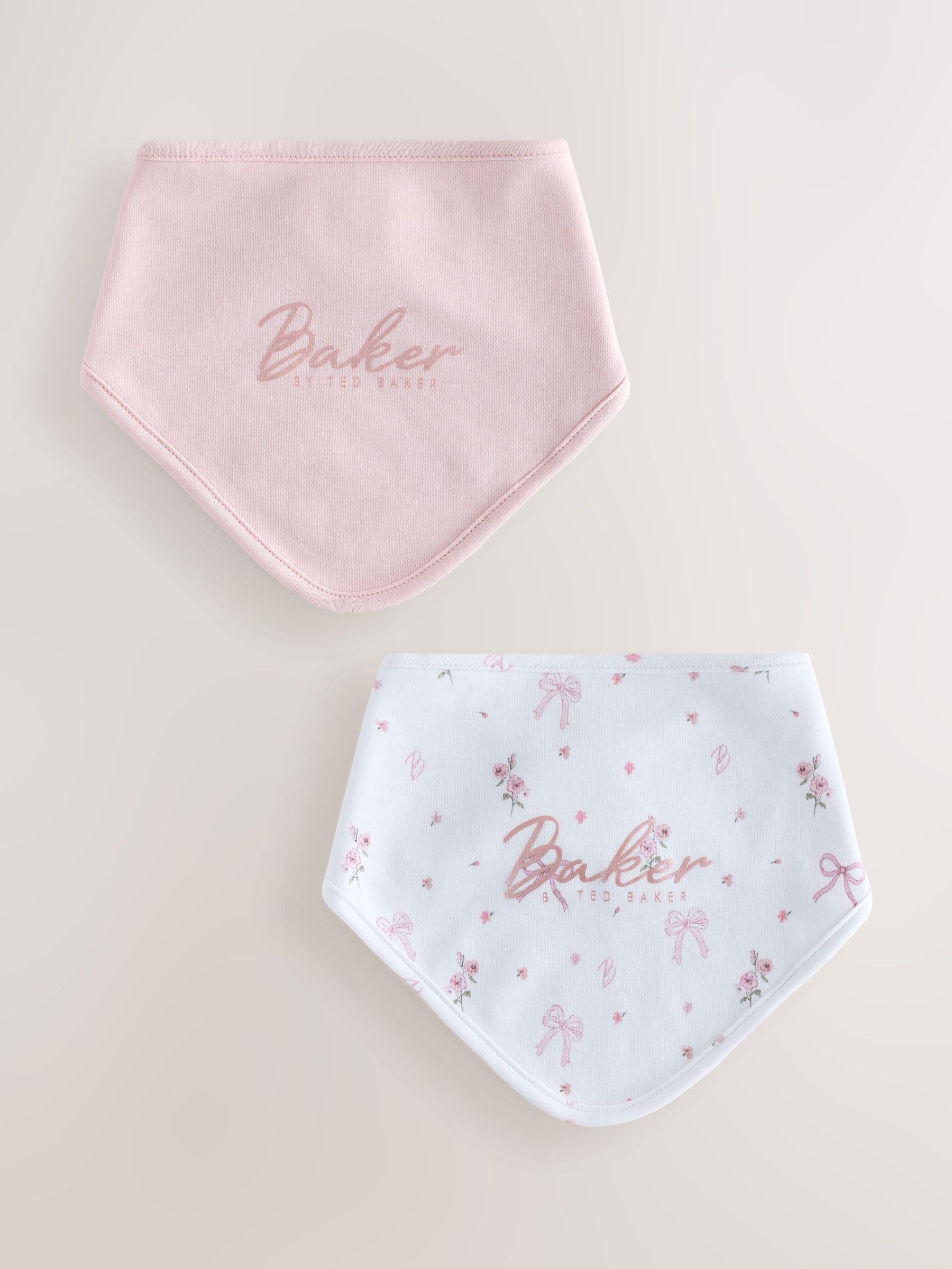 Baker by Ted Baker Pink/White 2 Pack Printed Bibs view 1