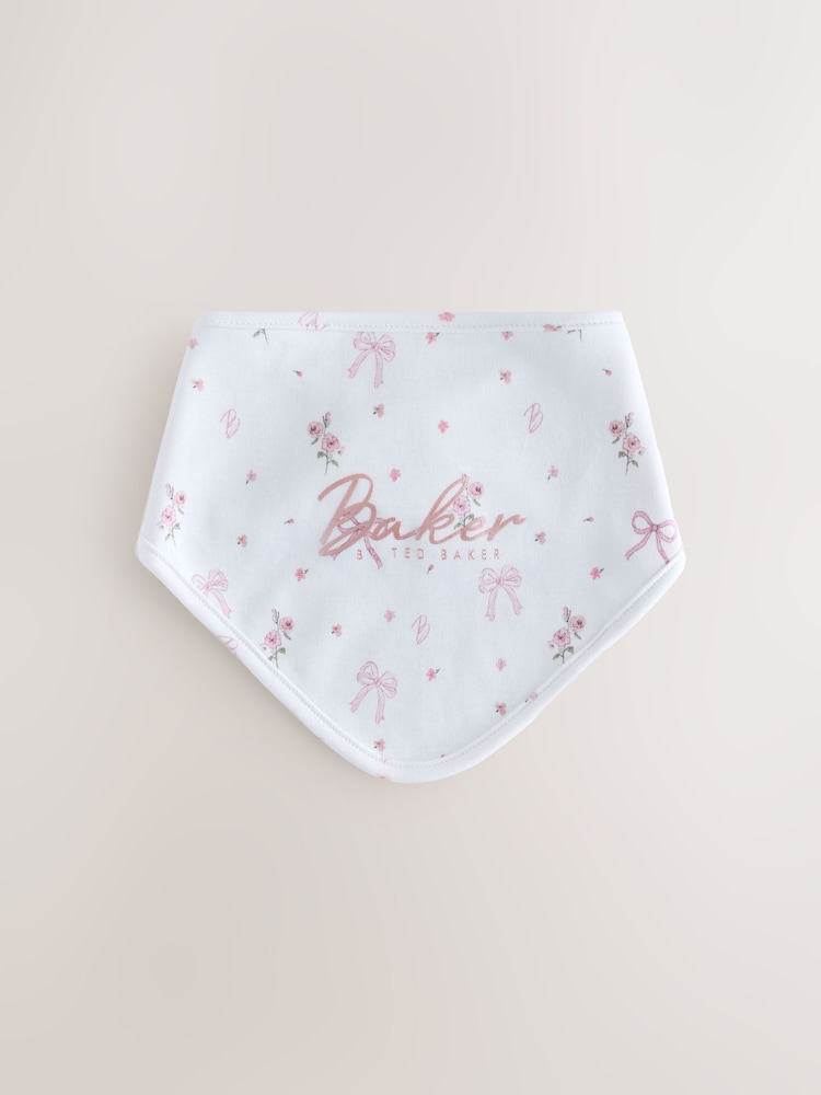 Baker by Ted Baker Pink/White 2 Pack Printed Bibs - Image 2 of 5 Baker by Ted Baker Pink/White 2 Pack Printed Bibs - Image 2 of 5