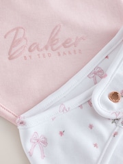 Baker by Ted Baker Pink/White 2 Pack Printed Bibs - Image 4 of 5