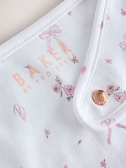Baker by Ted Baker Pink/White 2 Pack Printed Bibs - Image 5 of 5