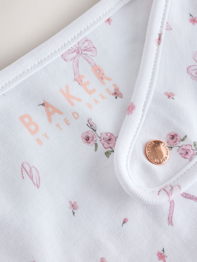 Baker by Ted Baker Pink/White 2 Pack Printed Bibs - Image 5 of 5 Baker by Ted Baker Pink/White 2 Pack Printed Bibs - Image 5 of 5