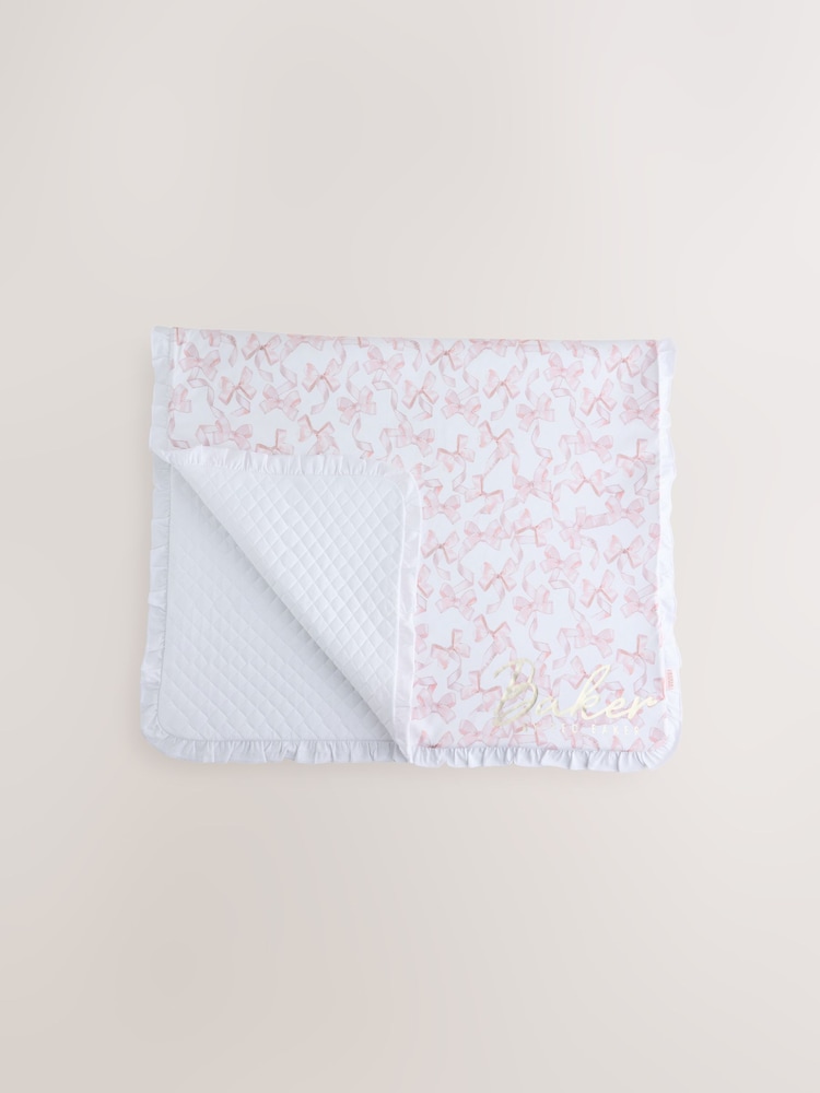 Baker by Ted Baker White/Pink All-Over Printed Quilted Blanket - Image 2 of 5