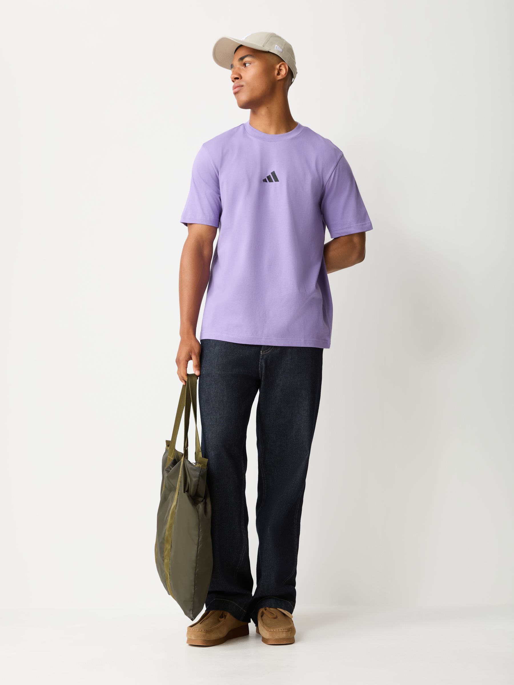 Buy adidas Purple Essentials Small Logo Single Jersey T-Shirt from