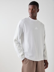 adidas White Kit 3-Stripes Longsleeve T-Shirt - Image 1 of 5