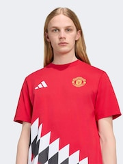 adidas Red Manchester United Stadium Graphic T-Shirt - Image 4 of 6