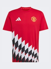 adidas Red Manchester United Stadium Graphic T-Shirt - Image 6 of 6