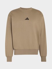 خاکی - adidas Essentials Feelcozy Fleece Sweatshirt - تصویر 6 از 6