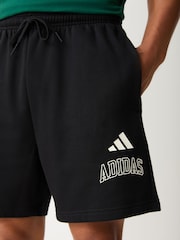 adidas Black Seasonal Essentials Collegiate Fleece Shorts - Image 4 of 4