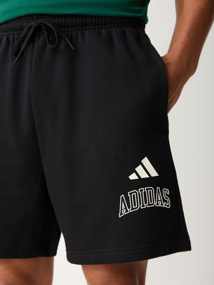 adidas Black Seasonal Essentials Collegiate Fleece Shorts - Image 4 of 4