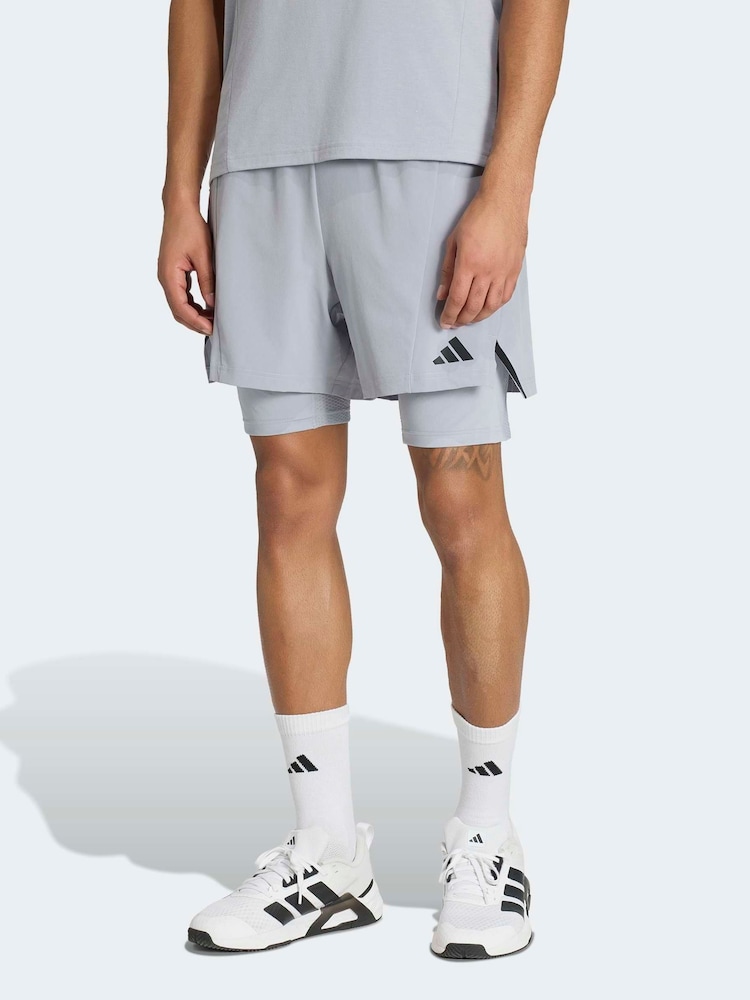 adidas Grey D4T Workout 2In1 Shorts - Image 1 of 7