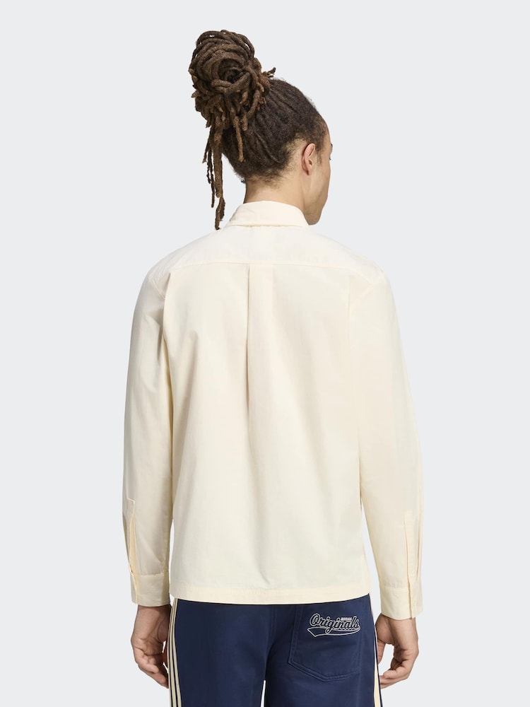 adidas Originals Cream 3 Stripes Button Up Shirt - Image 2 of 6
