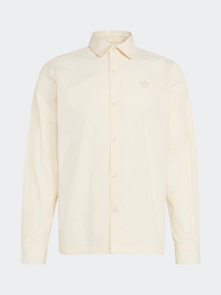 adidas Originals Cream 3 Stripes Button Up Shirt - Image 6 of 6