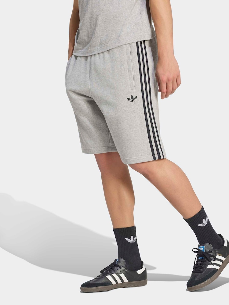 adidas Originals Grey/Black 3-Stripes Shorts - Image 1 of 6 adidas Originals Grey/Black 3-Stripes Shorts - Image 1 of 6