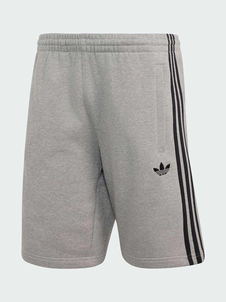 adidas Originals Grey/Black 3-Stripes Shorts - Image 5 of 5